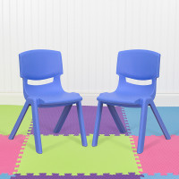 Flash Furniture 2-YU-YCX-001-BLUE-GG 2 Pack Blue Plastic Stackable School Chair with 12